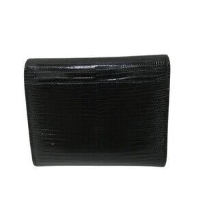 Celine Flap Lizard Wallet Black